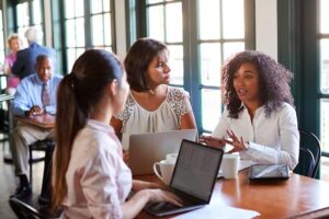 three women talking