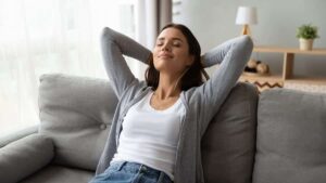Woman relaxing on the couch